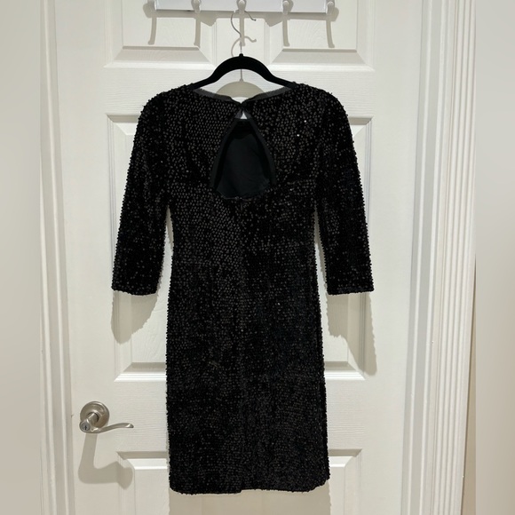 Eliza J black velvet sequin dress with cut out on back 2P - Picture 2 of 5